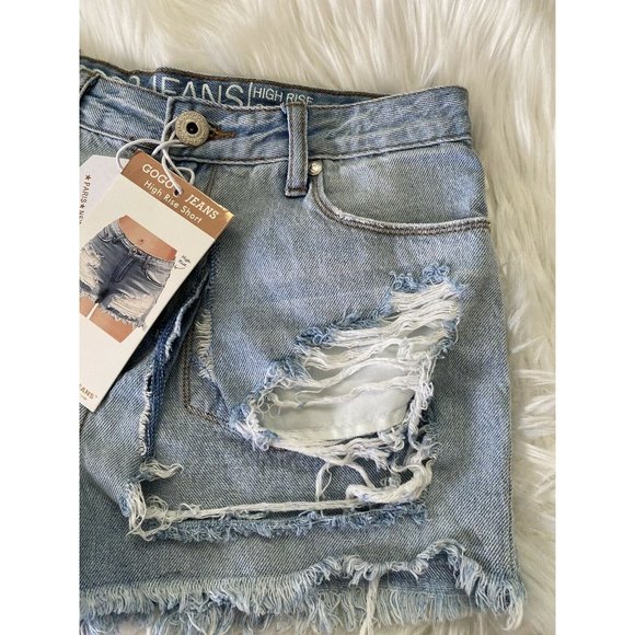 Gogo Jeans High Rise Distressed Destroyed Frayed Hem Shorts Sz 11/30‎ New w Tags - Picture 3 of 12